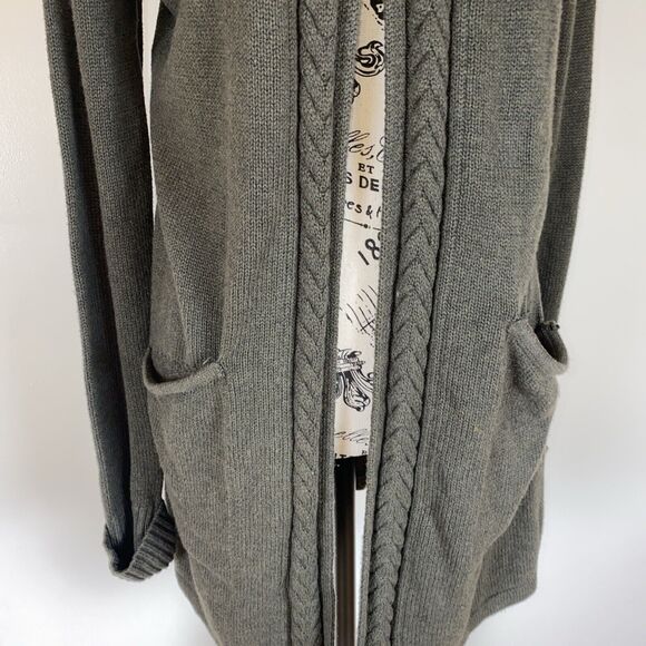 Tahari Long Cardigan Sweater Women's XS Beige Tan Cable Knit Cotton Blend Long - Picture 2 of 10